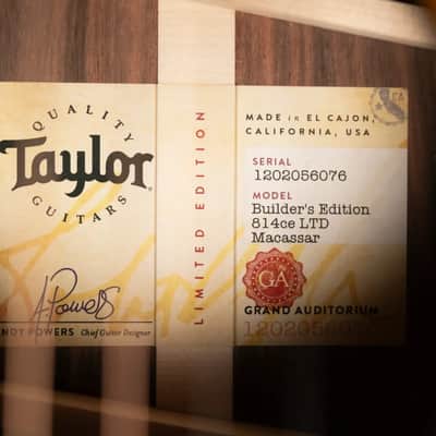 Taylor (1 of 42) Builder's Edition 814ce LTD Grand Auditorium Acoustic/Electric Guitar - Macassar Ebony with Hardshell Case image 18