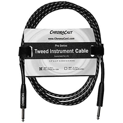 ChromaCast Pro Series Tweed Instrument Cable 10 Feet, Black, 1/4" Straight to 1/4" Straight Ends image 1