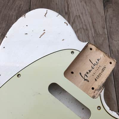 FRANCHIN Mars guitar body Relic Aged Olympic White 100% Nitro Lacquer Cracks SS Basswood Telecaster-Tele-T-Style Made in Italy - Stock piece #22320826 image 9