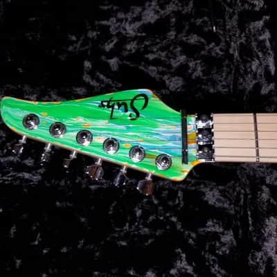 Suhr Modern Neon Drip 2014 Orange With Blue, Green, And White Swirl image 3