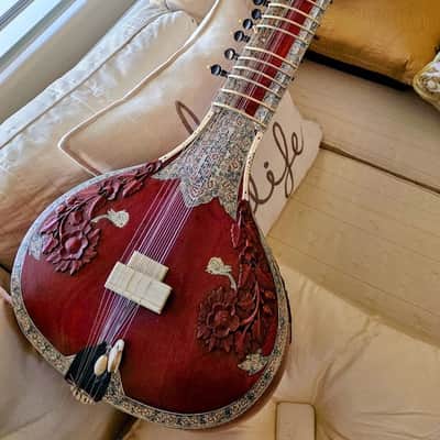 SITAR Antique by HUSEN & Brothers, Miraj, India 7 String Custom Grand Concert "Baritone" 1950's Only 1 known of, Confirmed by Grandson made by Grandfather! - image 15