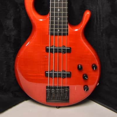 1990 Pedulla MVP-5 Bass Fretless Conversion 5-String Red w/HSC image 1
