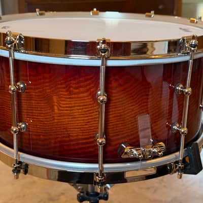 Ludwig Aged Exotic Tamo Ash 6.5x14 Snare Drum Cherry Carmel Lacquer image 12
