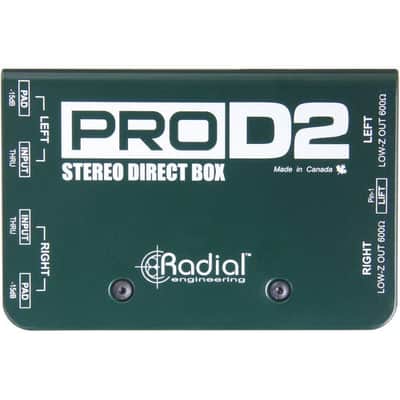 Radial Engineering ProD2 2-channel Passive Instrument Direct Box with Calrad 55-675-25 1/4" to 1/4", 25ft Professional Grade Instrument Cable and an XLR Cable image 4