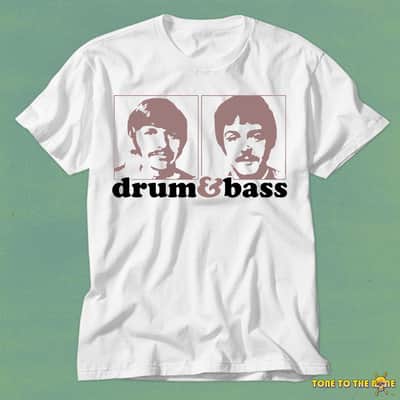 Immagine Beatles Drum and Bass Custom Printed T Shirt White - 3XL - 3