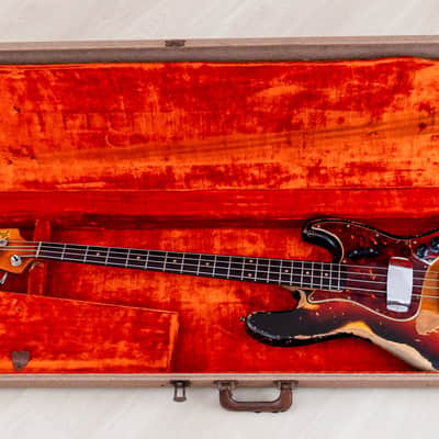 1962 Fender Jazz Bass Vintage Pre-CBS Slab Board, Sunburst w/ Case image 23
