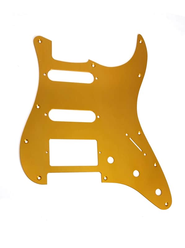 Brio Metal Anodized Aluminum Strat HSS Pickguard Scratch Plate Fits USA/Mexico Stratocaster - Gold image 1