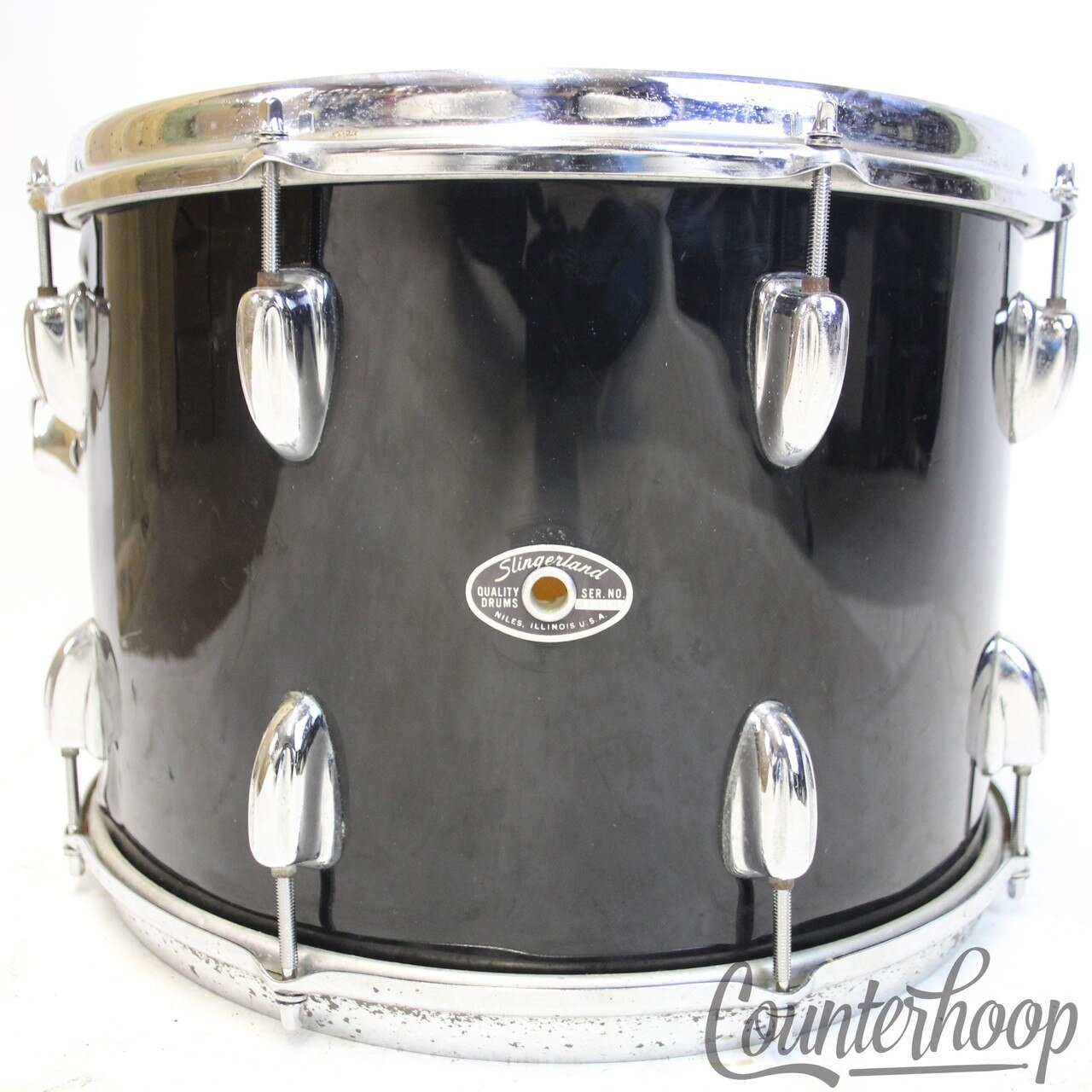 Slingerland 14x10"Black Beauty Tom Drum 70s 5Ply Maple/Mahog Chrome Sound King — main photograph