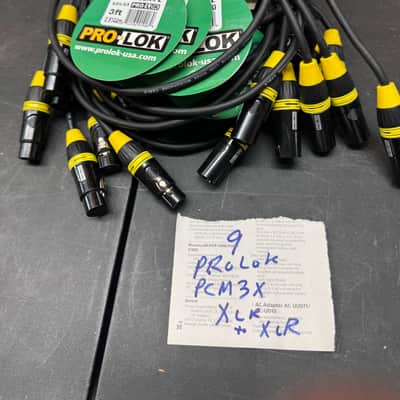 3-Pack Pro-Lok ProLok PCM3XNK BLACK - Foot 3' Mic Microphone XLR Cables image 3