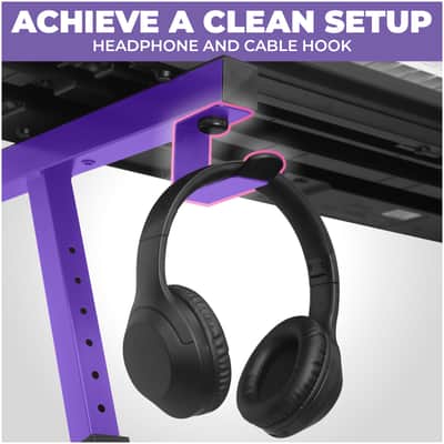 Liquid Stands Z-Style Adjustable Height Piano Keyboard Stand with Straps & Headphone Hook - Fits 54-88 Key (Purple) image 5