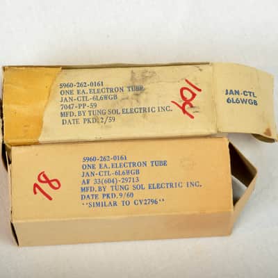 Tung-Sol CTL- 6L6- WGB matched pair 1960 image 1