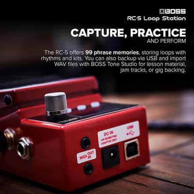 Boss RC-5 Loop Station | Advanced Looping Features in a Compact Pedal | 32-Bit AD/DA and 32-bit Floating-Point Processing | 13 Hours Record Time | Multi-Color LCD | MIDI/IO & USB Connectivity image 2