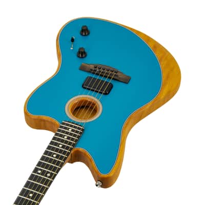 Fender American Acoustasonic Jazzmaster Acoustic Guitar w/bag, Ebony FB, Ocean Turquoise, US233XXXX image 2