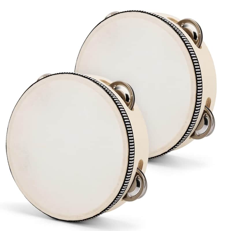 2025 Unbranded 2 Pcs 6 Inch Wood Tambourine With 4 Pairs Jingl...