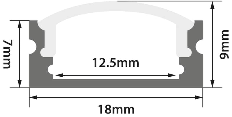 Crown Lyyt Aluminium LED Tape Profile Short Crown 1m Clear Clear