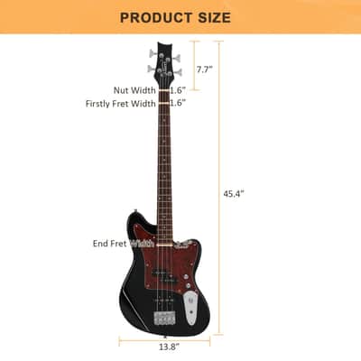 New 2022 Glarry GIB Bass Guitar 4 String Red Pearl Guard w/20W Amplifier Black image 7