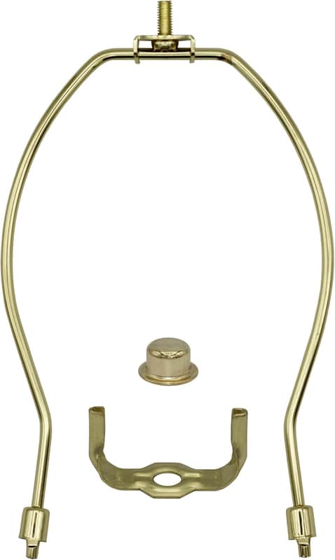 8 Inch Lamp Harp Kit - Regular Weight, Polished Finish | Harp, Finial and Harp Base Set for Table and Floor Lamps (Gold) image 1