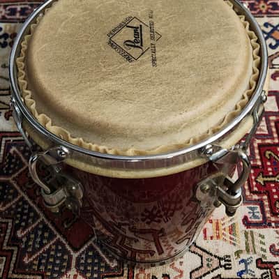VINTAGE! Pearl Professional Series Oak Stave Short Congas 1990s - Cherry Red image 12