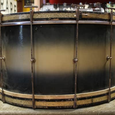 1930s Leedy 14x28 Spartan Bass Drum in Black and Gold Duco image 5