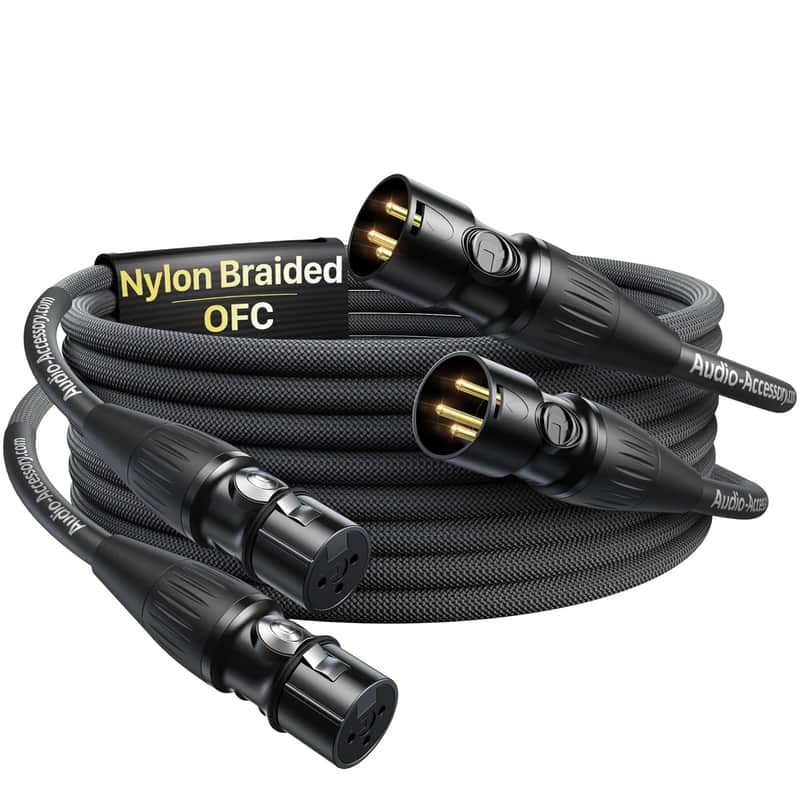 6.6ft 2 Pack XLR Cables, Gold Plated Connectors, All Length from 1.5ft to 300ft Kevlar-Reinforced Nylon Braided XLR Microphone Cable, OFC Shielded Mic Cable image 1
