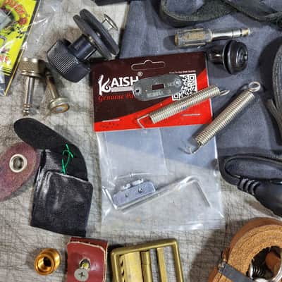 Vintage Pile of  Switch Surrounds Strap Parts String Winders Harness Misc Guitar Junk Parts Luthier image 6