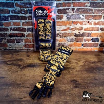 DiMarzio Steve Vai Signature ClipLock Guitar Strap - 2 Inch - UtoPIA™ Black & Gold