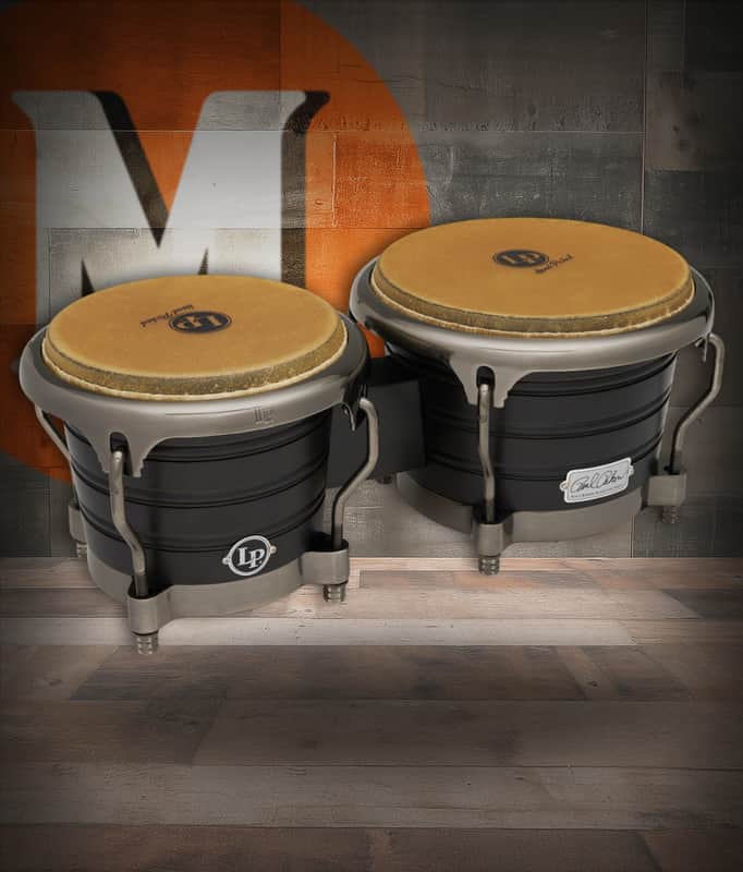 Latin Percussion LP Raul Rekow Signature 7-1/4" and 8-5/8" Bongos - Dark Walnut with Black Satin Hardware (LP201AX-2RRB) image 1