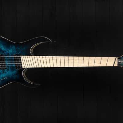 Mayones Duvell 7 Elite VF Custom Eye Poplar - Trans Teal Burst Gloss image 4