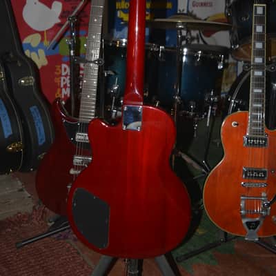 DeArmond M-65, in Red w/New Nickel Dunlop Straploks, a New Black pickguard, New Skull knobs & Nice SKB HSC image 4