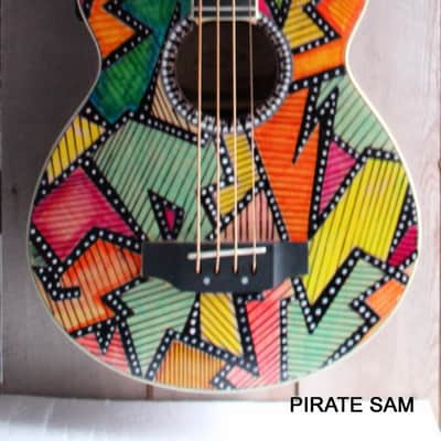 Washburn AB5K Custom Art 4-String Acoustic Bass "The Puzzle Factory " w /gig bag image 4