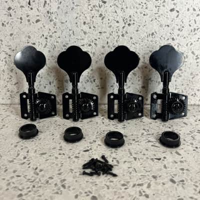 Bass Guitar Tuners Set (4) - Complete Hardware Package - Black image 1