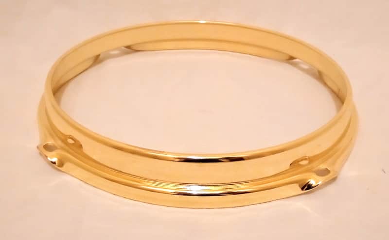 UNMARKED DRUM HOOP BATTER SIDE STICK SAVER STYLE - BRASS PLATING - FREE SHIP TO CUSA! image 1