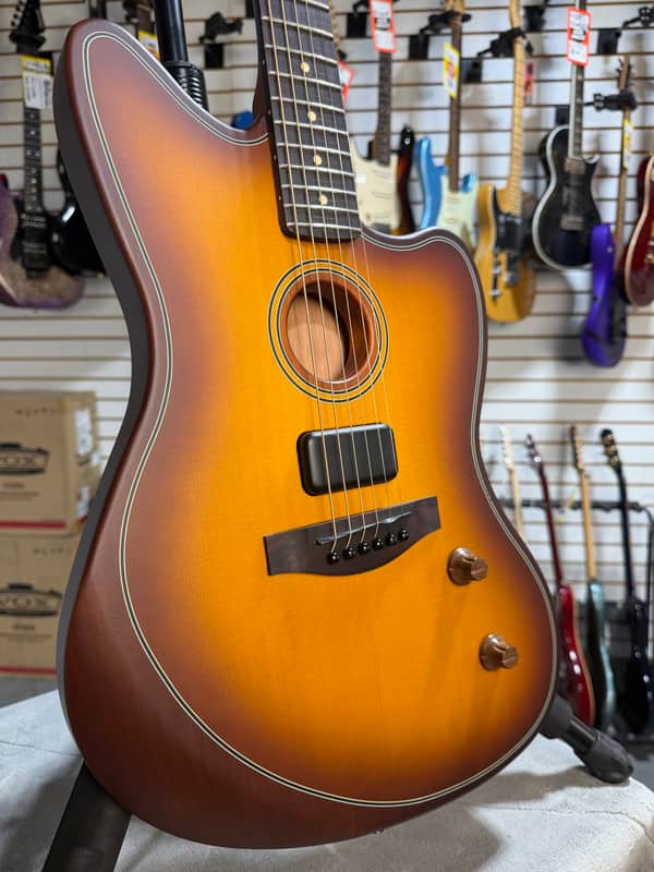Fender Acoustasonic Standard Jazzmaster - Honey Burst & PLEK*D #866 image 1