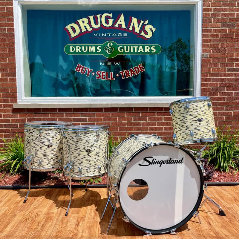 1985 Slingerland Magnum "Holland" Drum Set White Tiger Pearl 24/13/16/18 image 1
