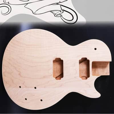 LP type single cut, bolt-on-neck pocket, carved light maple body - Custom Guitar Body, hand carved decoration, Dreamopedia. image 5