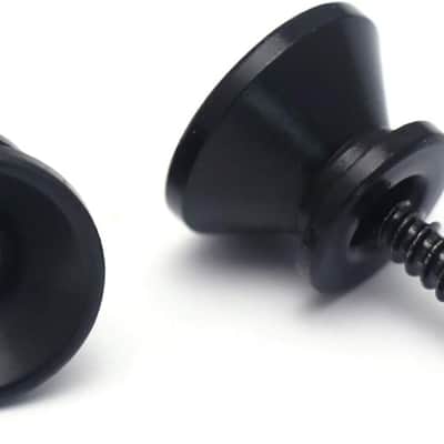 Guitar Strap Buttons Metal Guitar Strap Locks End Pins with Mounting Screws for Folk Acoustic Electric Guitar or Bass Ukulele Set of 2Pcs Bell Style. (Black) image 3