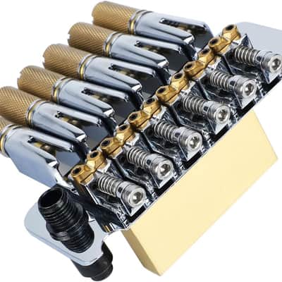 10.5mm Headless Electric Guitar Bridge Chrome Brass Block Saddle Hardened Steel Plate 2 point tremolo bridge for 6 String Headless Electric Guitar Replacement parts image 2