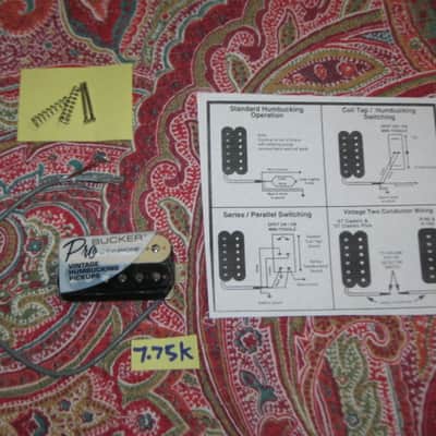 ONE new old stock very near A+ Epiphone ACPNHZCN-4 Alnico Classic Pro NECK, ZEBRA Humbucker, 7.75k Alnico V, solder connect, 4 conductor +screws, springs & wiring diagram (2023) part of Epiphone's Pro Series Line of Humbuckers (which is called ProBUCKER) image 1