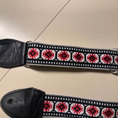 Souldier Pillar Seatbelt Guitar Strap — Red/White/Black Jacquard — Made in USA image 2