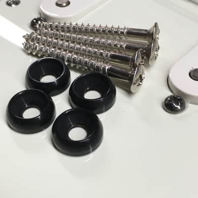 4 NOS Relic Black Screw Guitar Neck Mounting Ferrules Bushings Custom Luthier + 4 Mounts image 4