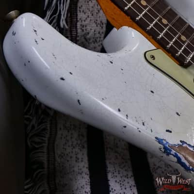 Fender Custom Shop Wild West White Lightning Stratocaster HSS Floyd Rose Rosewood Fingerboard 22 Frets Heavy Relic Lake Placid Blue 7.70 LBS image 9