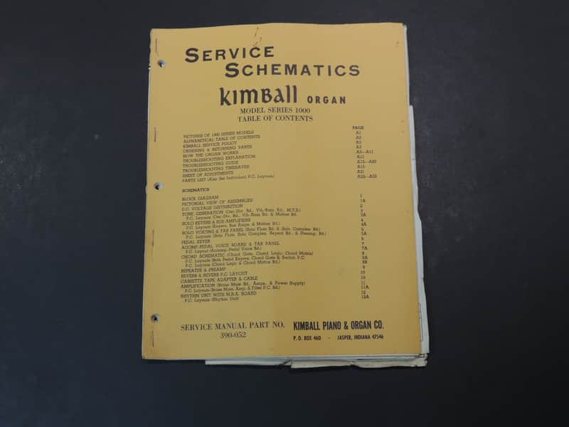 Kimball Model Series 1000 Service Manual