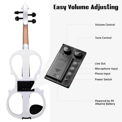 Cxxss 4/4 Violin Electric Violin(right hand)white-US image 17