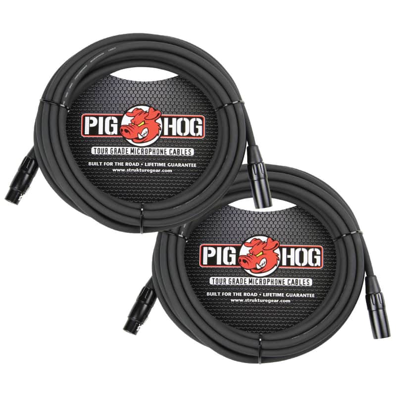 2 Pack Pig Hog PHM20 High Performance 8mm XLR Microphone Cable, 20”FT -New image 1