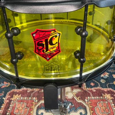 SJC Josh Dun Torch Snare Drum 6.5x14 Yellow Acrylic Shell w/ Black Hardware image 2