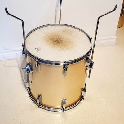 VTG 1970 PEARL 16"x16" Gold Satin "Phenolic" Floor Tom Drum  - Gorgeous Clean A+ image 11