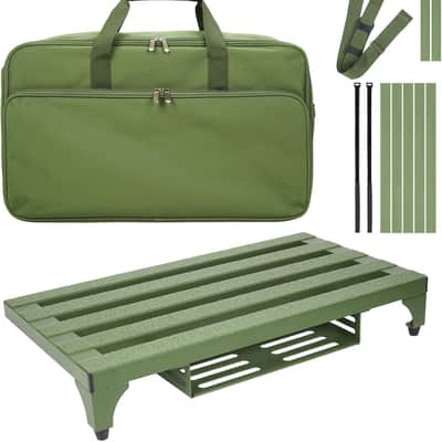 Super Light 3.3 lb Guitar Pedal Board 22" x 12.5" Aluminum Alloy Pedalboard with Power Supply Cradle (Green, APB-22GN) image 1