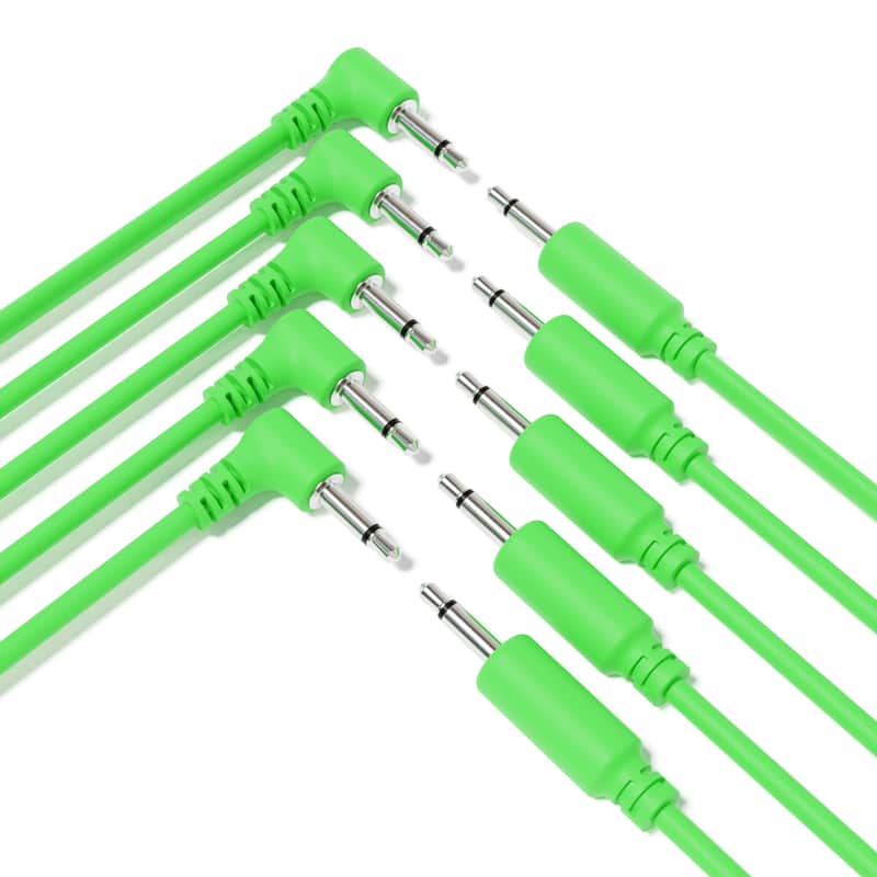 ExcelValley [Green | 60 cm - 23.62"] 5-Pack Hybrid Mono Modular Patch Cables TS 3.5mm 1/8" Eurorack Synth Synthesizer image 1