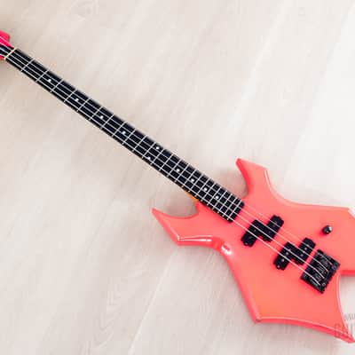 1988 BC Rich Warlock Bass NJ Series II Vintage Double P Fluorescent Pink, Japan image 12