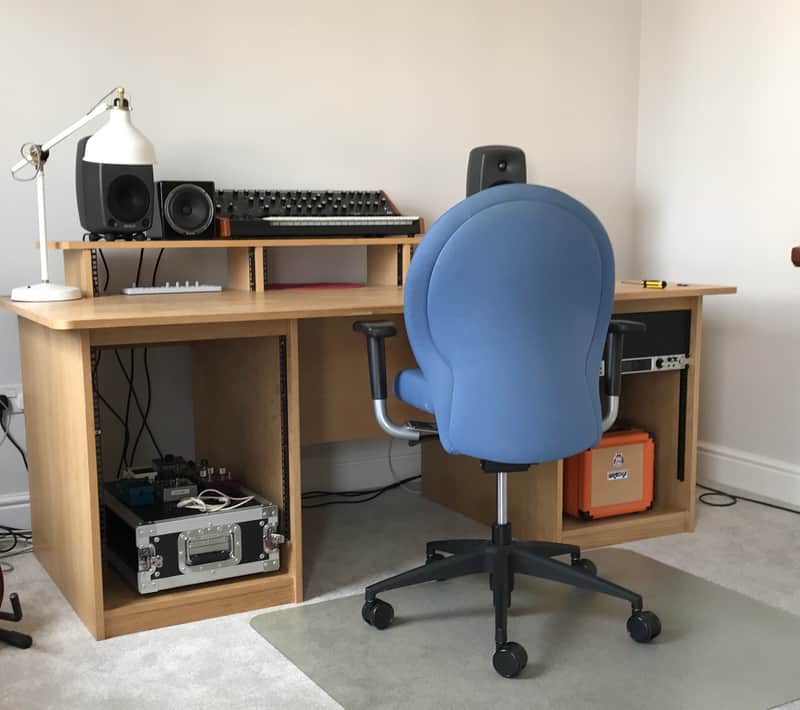 Recording Studio Furniture Desk PD2V Oak w/ 3U Shelf & 2 x 12U Cabinets image 1